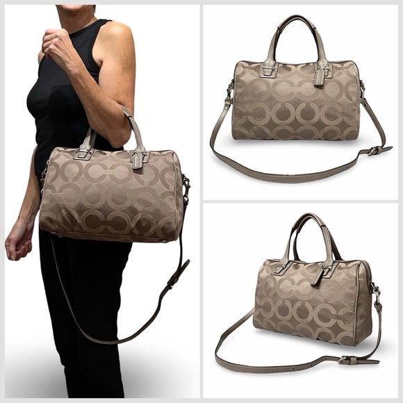 Coach Op Art Signature Sateen Taylor Convertible Satchel to Shoulder/Crossbody - Picture 2 of 10